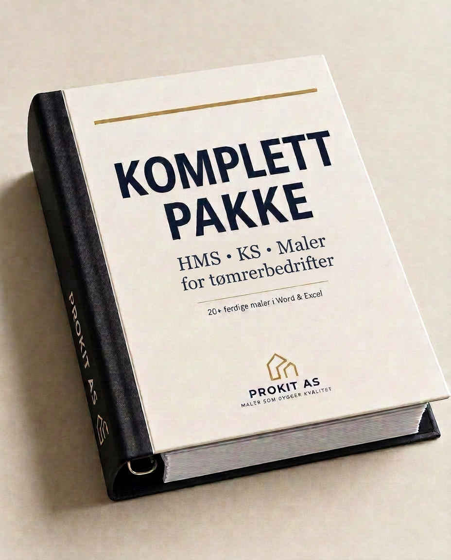 Prokit komplett pakke – HMS, KS og prosjektmaler for tømrerbedrifter, 20+ ferdige maler i Word og Excel