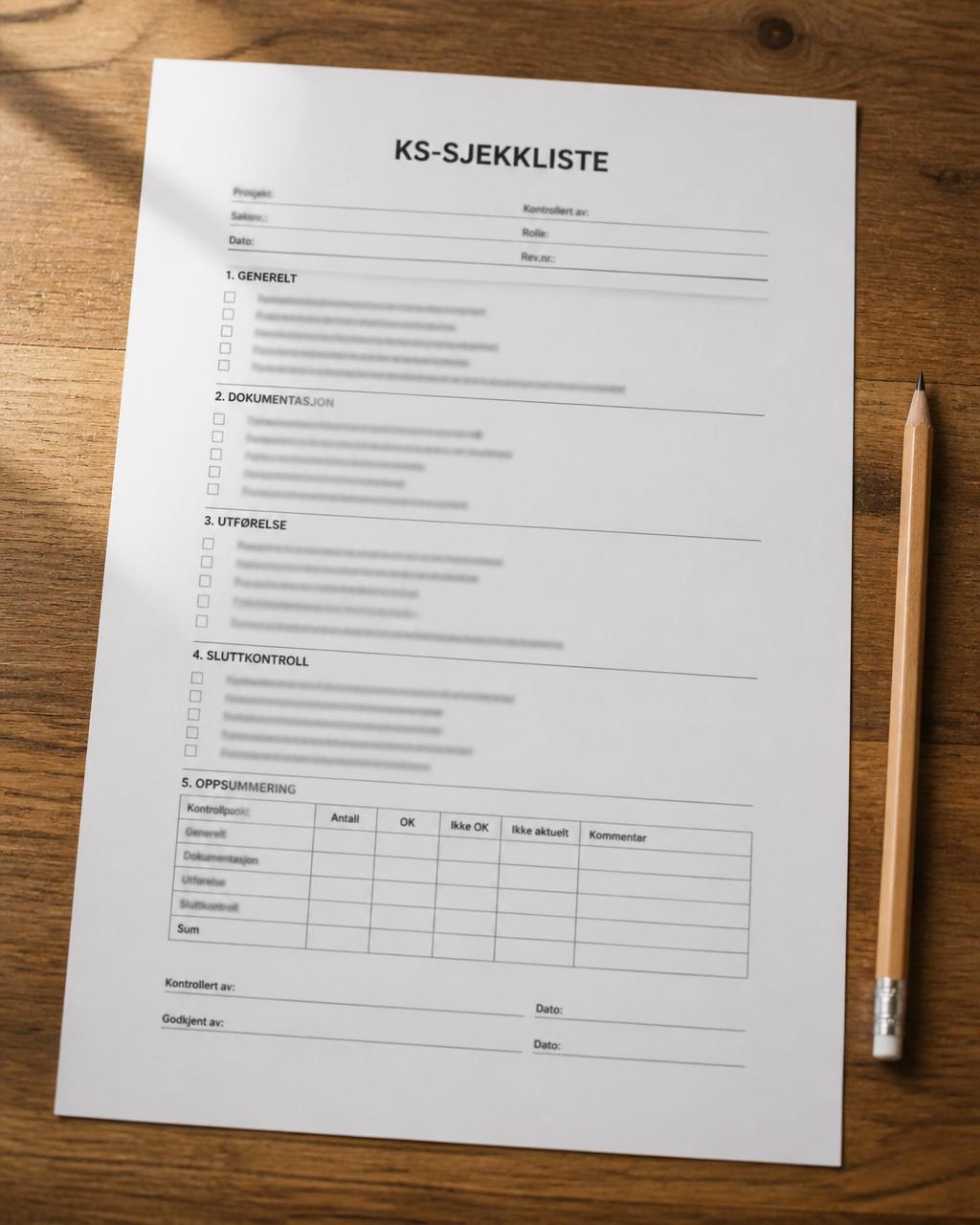 KS-SJEKKLISTE – sjekkliste på tremøne